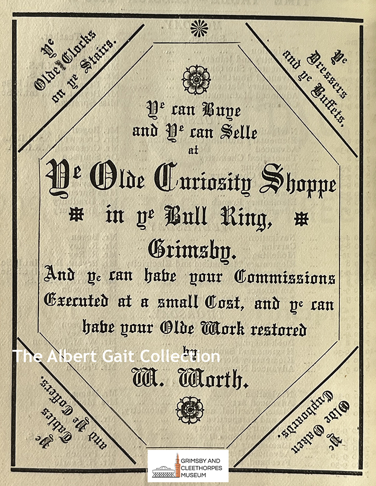 ‘The Grimsby Almanack 1894’; Ye Olde Curiosity Shoppe in ye Bull Ring, Grimsby