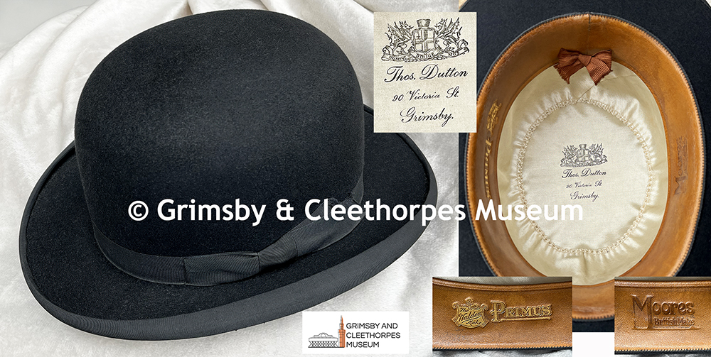 A fine bowler hat supplied by Thomas Dutton, 90 Victoria Street, Grimsby c1905-1920 (possibly 1930s)