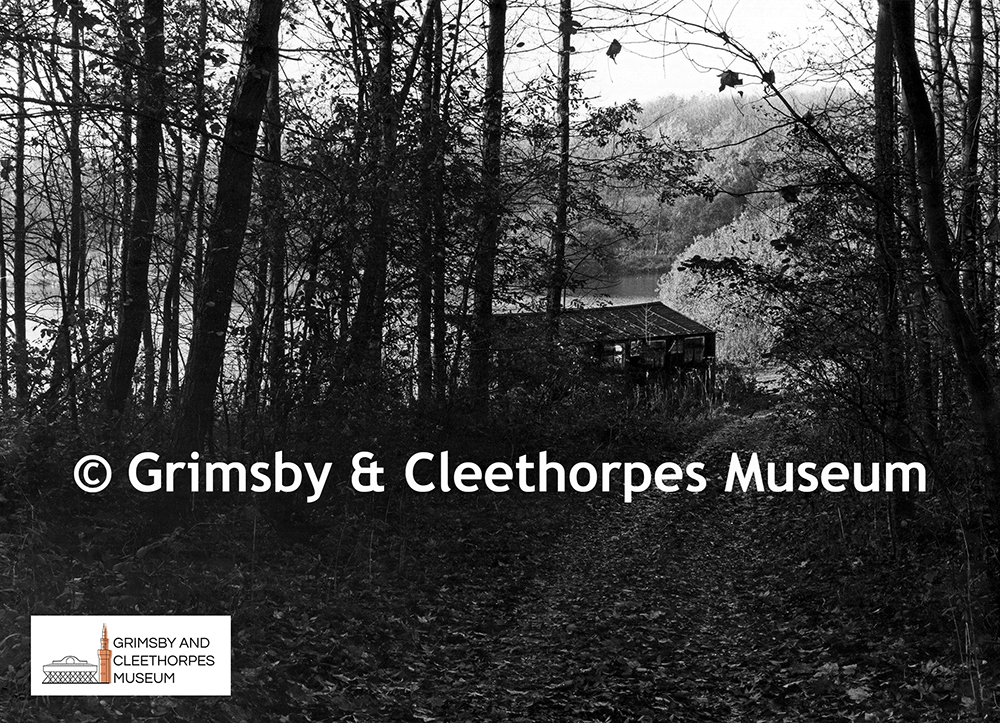 Croxby Pond and the clubhouse of the private angling club 1970s