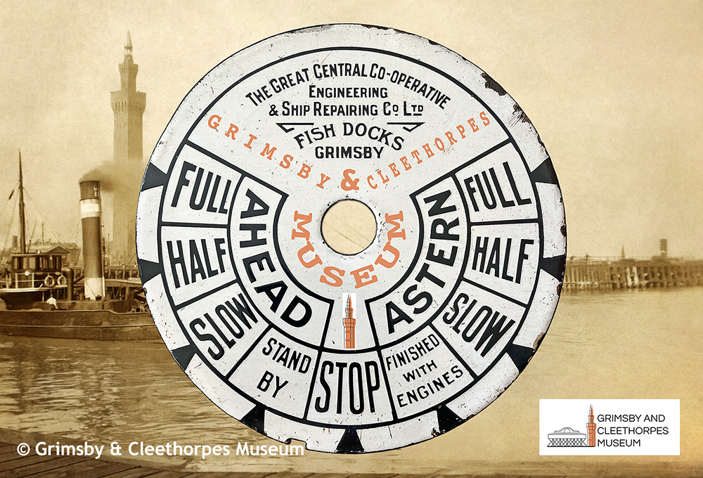 A faceplate from an engine order telegraph supplied by a Grimsby company c1910-1920