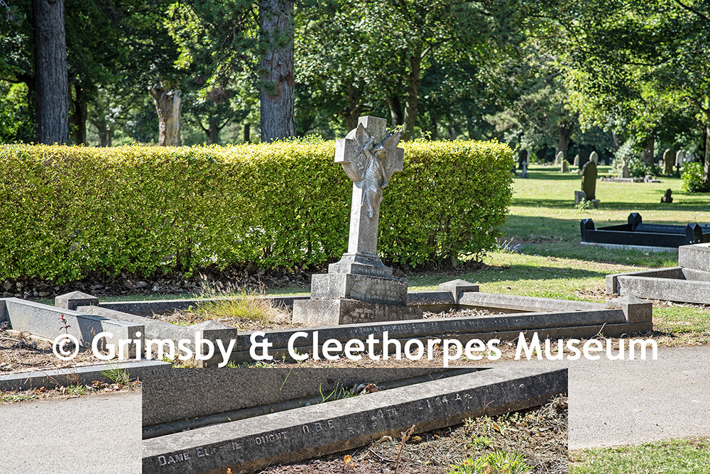 The grave of Dame Eugenia Doughty O.B.E. (1874-1934), wife of Sir George Doughty (1854-1914), at Scartho Road Cemetery