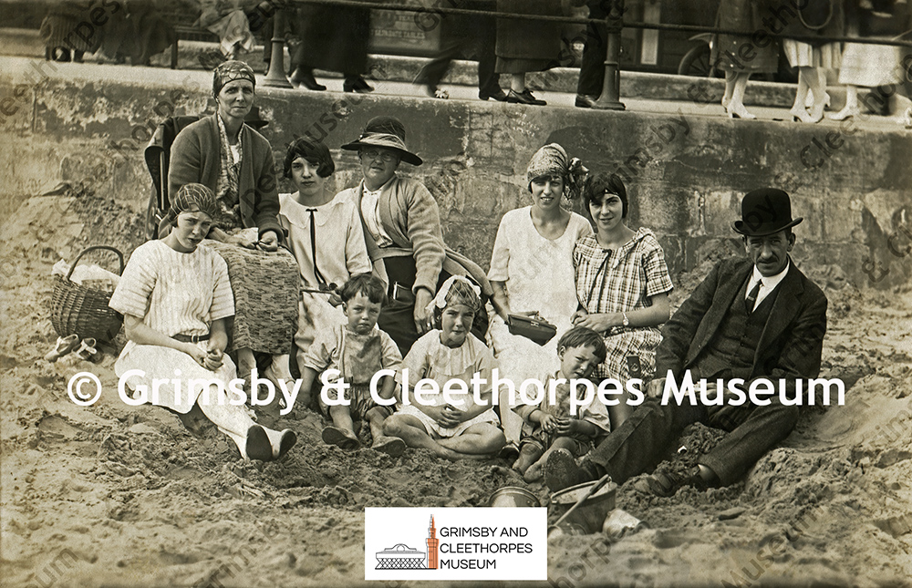 A wonderful J. W. Hardy photograph of a family group on Cleethorpes beach c1920s