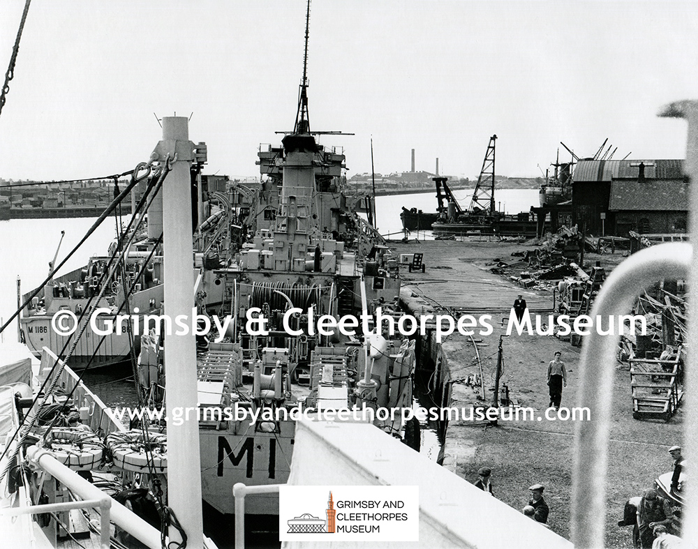 Three Grimsby built, ton-class, coastal minesweepers back at Grimsby for refits 1963