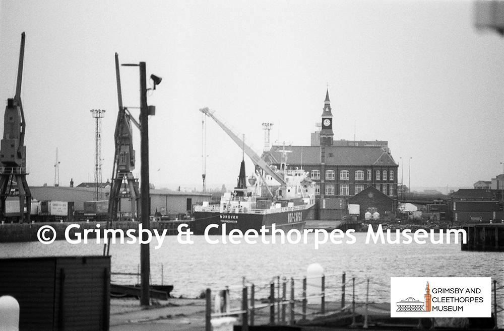 MV ‘Nordkyn’ (Trondheim) unloading in the Royal Dock, Grimsby 1994