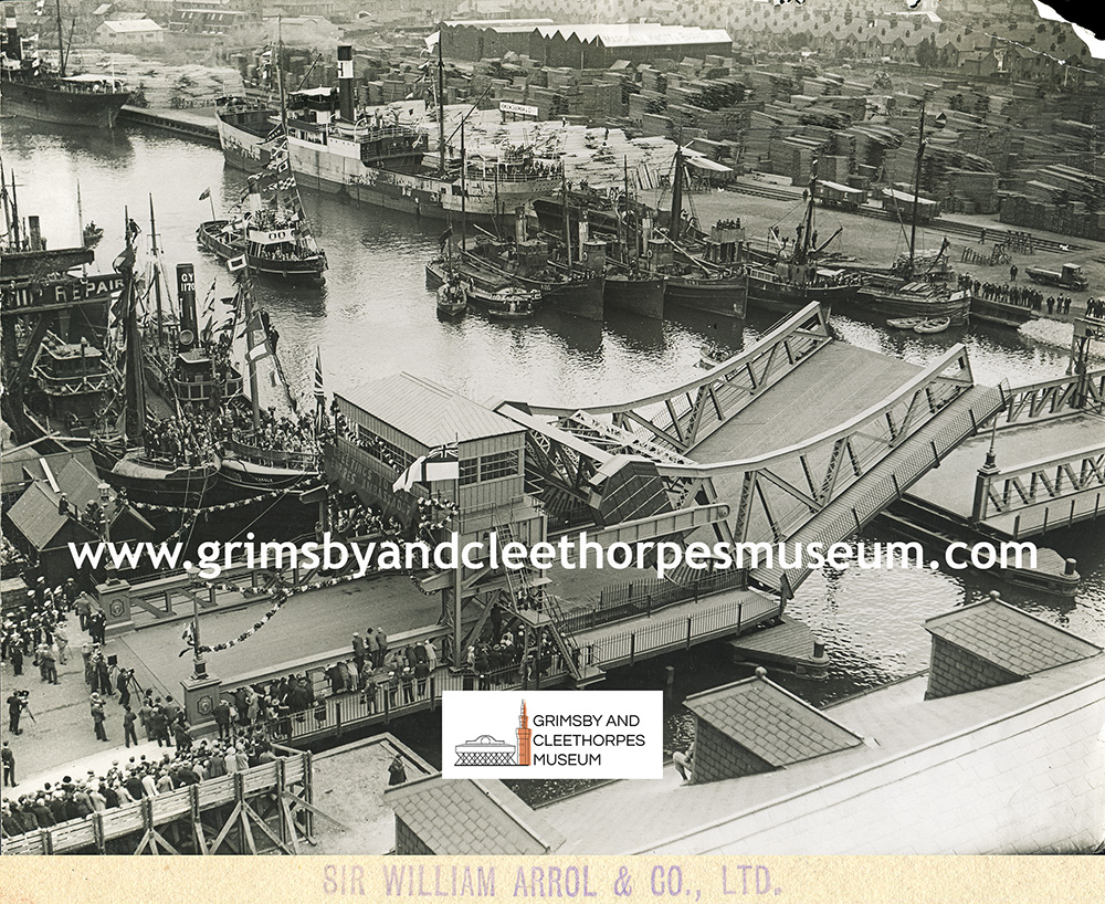 The opening of Corporation Bridge, Alexandra Dock, Grimsby by H.R.H. The Prince of Wales K.G. on 19th July 1928