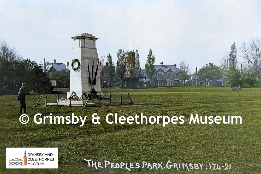 Mock cenotaph and Queen’s Observatory in People’s Park c1920 (colourised)