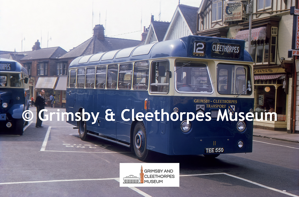 Bus (TEE 550) in Cleethorpes Market Place (Street) 1962