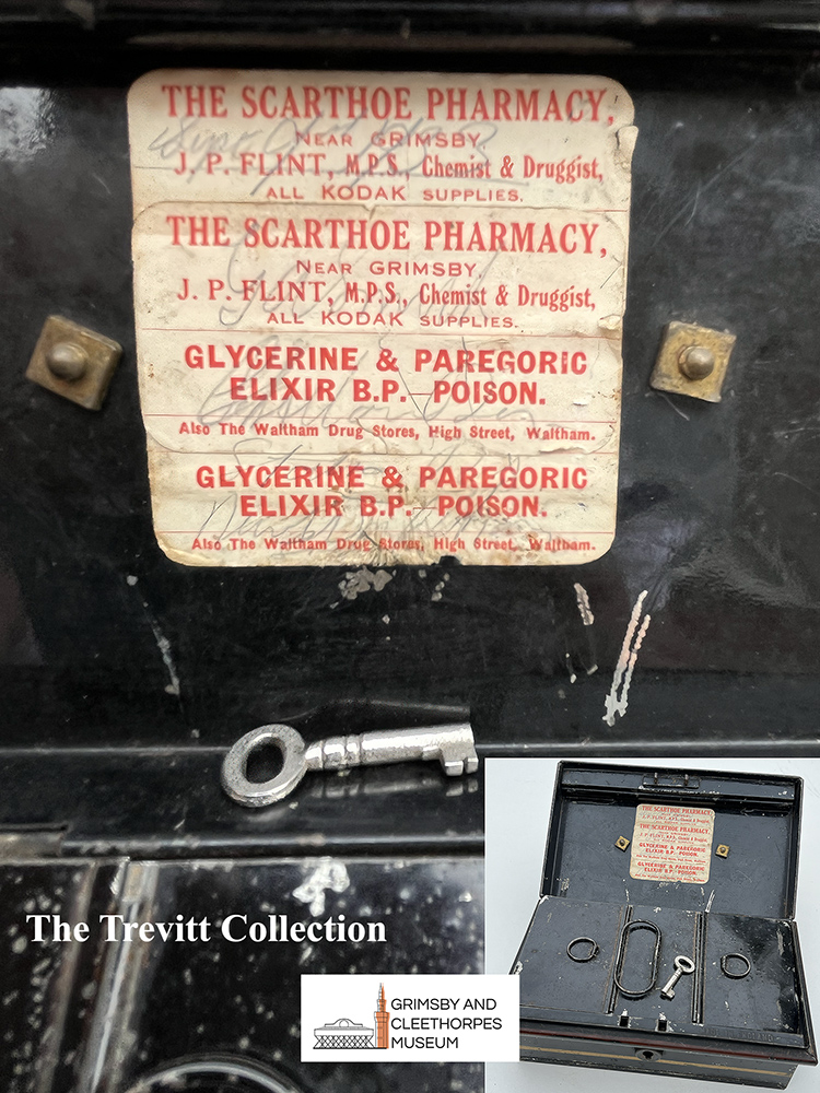A money box once belonging to J. P. Flint M.P.S. of The Scarthoe Pharmacy c1933