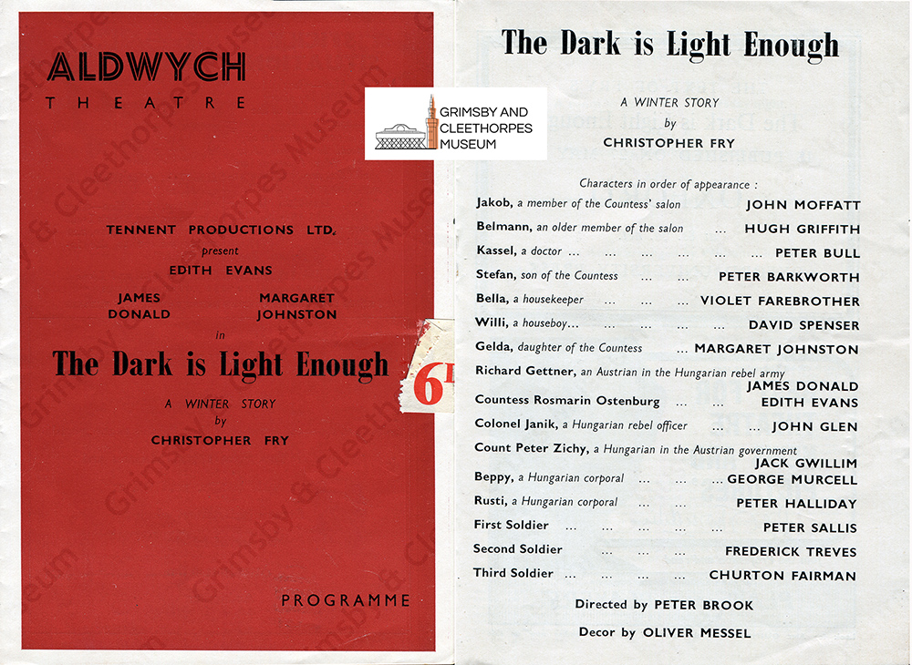Violet Farebrother in ‘The Dark is Light Enough’ at the Aldwych Theatre, London 1954